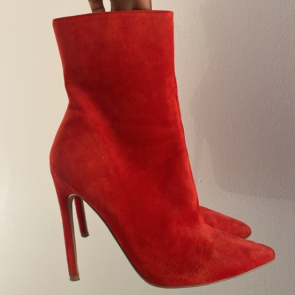 Suede Red Booties